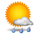 Mostly cloudy and cooler. Precipitation continuing. Current forecast icon